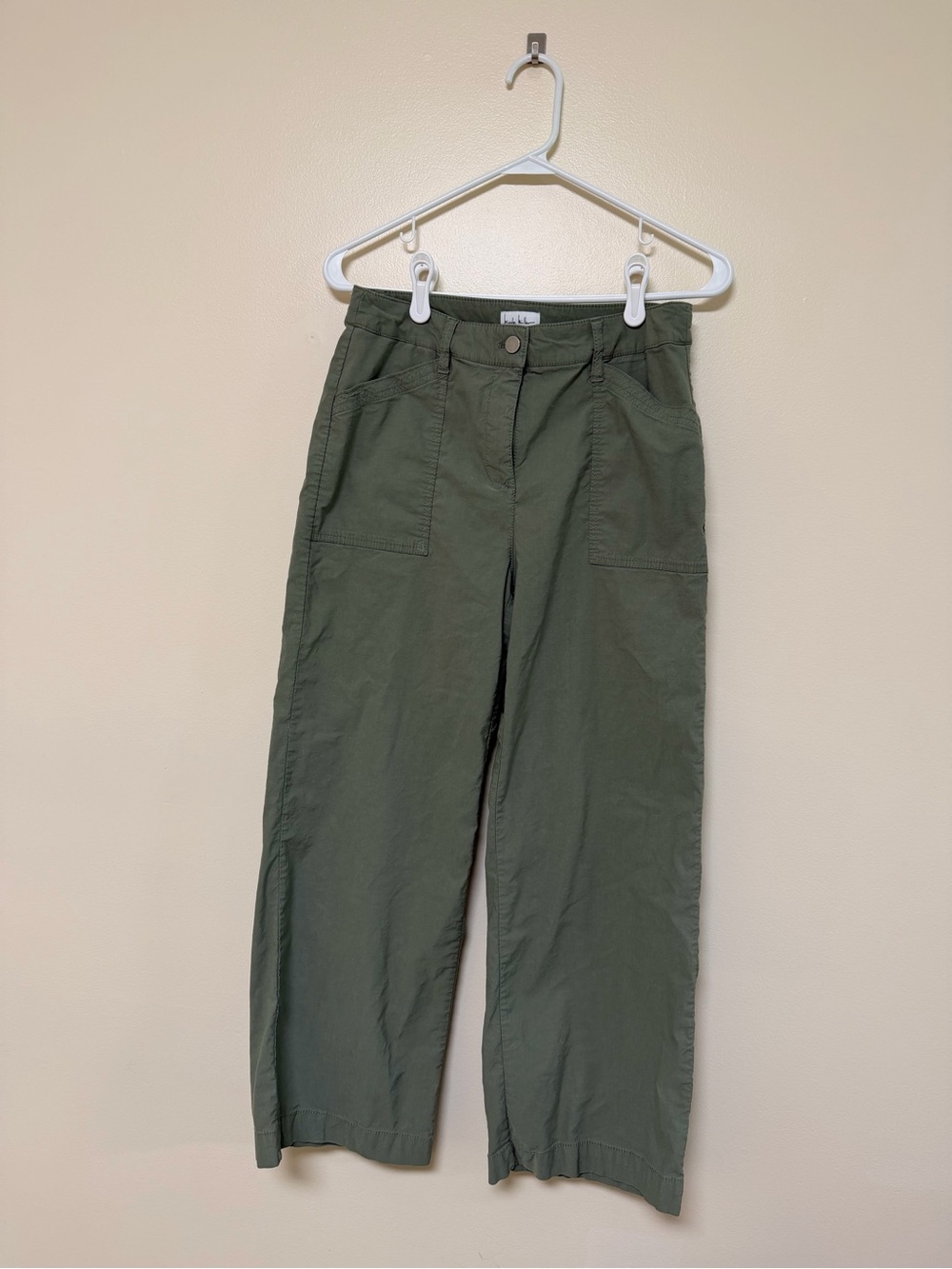 Nicole Miller Olive Green Cropped Wide Leg Pants Size 4